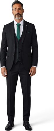 TruClothing Zwart formeel driedelig pak voor heren, getailleerd, effen - IM4