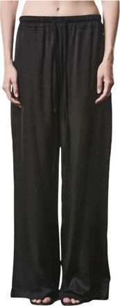 Thom Krom Wide Leg Drawstring Broeken - Dames - Wijde Broeken - Zwart - M - Satijn - Broeken