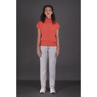 Moorer Womens Orange Short Sleeve Sweater, Size 42