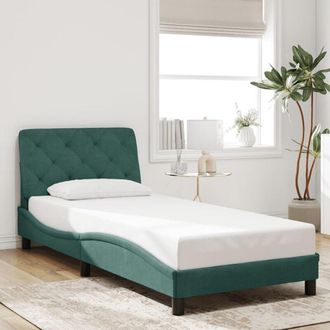 vidaXL Estructura De Cama Sin Colch&oacute;n Terciopelo Verde Oscuro 90x190cm Vidaxl