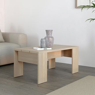 Dmora Mesa De Centro Riposto, Forma Rectangular, Tono Marr&oacute;n, Estructura Color Roble, 90x50x43h Cm Marr&oacute;n Roble