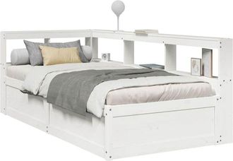 vidaXL Cama Con Estanter&iacute;a Sin Colch&oacute;n Madera Maciza Blanca 75x190 Cm Vidaxl