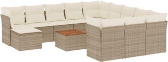 vidaXL Set Sof&aacute;s De Jard&iacute;n Con Cojines 13 Pzas Rat&aacute;n Sint&eacute;tico Beige Vidaxl