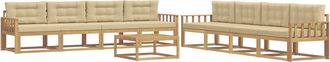 vidaXL Set Di Divani Da Esterno 9 Pz Bianco E Beige Poliestere Vidaxl