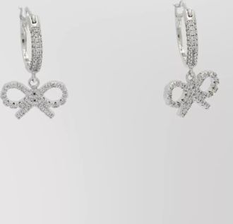 Self Portrait hoop earrings featuring rhinestones and bow detail