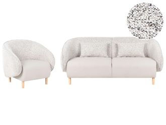 Beliani Sof&aacute; de 3 plazas 4 personas de tejido beige