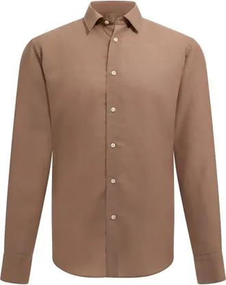 Boggi Milano linen shirt - men - TENCEL/Linen/Flax - S - Brown