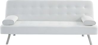 VENTE-UNIQUE.COM Sof&aacute; cama piel sint&eacute;tica 2 plazas blanco 186x83cm