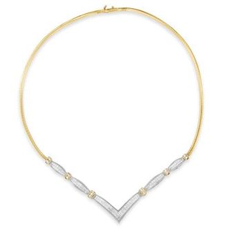House of Brilliance 14K Yellow and White Gold 3.00 Cttw Diamond V Shape Statement Necklace in Yellowwhite at Nordstrom