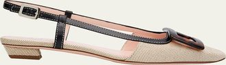 Roger Vivier Belle Vivier Canvas Slingback Ballerina Flats