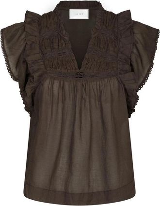 Neo Noir Jayla S Voile Top - Dames - Blouses - Bruin - M - Katoen - Overhemden