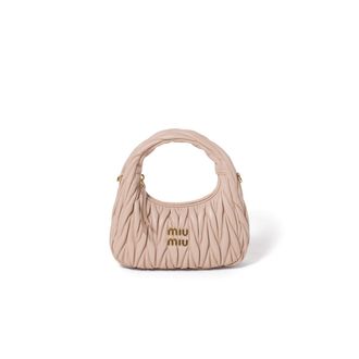 Miu Miu Wander Matelass&eacute; Nappa Leather Hobo Bag, Woman, Powder Pink