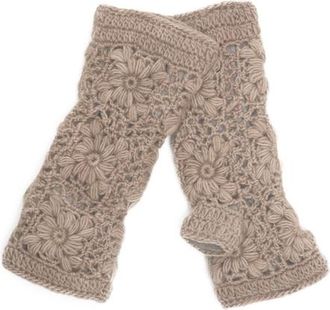 Nirvanna Designs Flower Crochet Handwarmers in Mushroom at Nordstrom