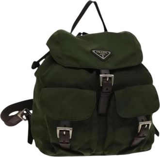 Prada Pre-owned Backpacks, female, Green, Size: ONE SIZE Pre-owned Nylon Backpack