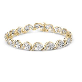 House of Brilliance 10k Yellow Gold 5.00 Cttw and Baguette-Cut Diamond Floral Link 7.25 Bracelet at Nordstrom