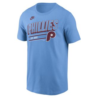 Nike Philadelphia Phillies Cooperstown Retro Nike Mens MLB T-Shirt in Blue | N1994EYPHP-CUE