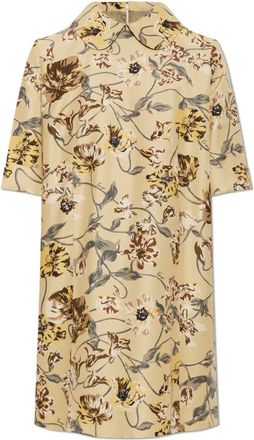 Kenzo Jurk met bloemenprint - Dames - Jurken - Geel - Maat: XS Viscose