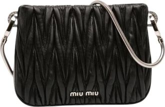 Miu Miu Pre-owned Cross Body Bags, female, Black, Size: ONE SIZE Pre-owned Quilted Nappa Leather Shoulder Bag