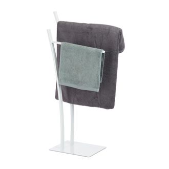 Relaxdays Relaxdays - Toallero De Pie 2 Brazos, Acero, Blanco, 88 X 43 X 24 Cm