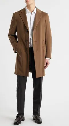 Canali Kei Trim Fit Wool & Cashmere Coat in Brown at Nordstrom Rack, Size 48 Us / 60 Eu Regular