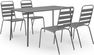 vidaXL Juego De Comedor De Jard&iacute;n De 5 Piezas Acero Gris Oscuro Vidaxl