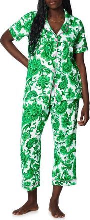 Bedhead Pajamas Print Stretch Organic Cotton Jersey Crop Pajamas in Sorrento Verde at Nordstrom, Size X-Small