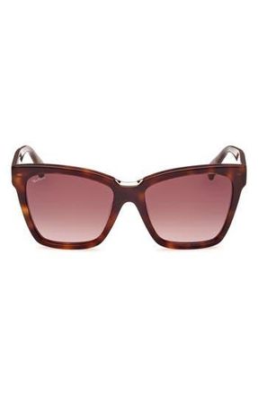 Max Mara 55mm Cat Eye Sunglasses in Dark Havana /Gradient Brown at Nordstrom Rack