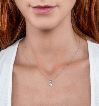 The Diamond Store Stellato Diamond Heart Pendant Necklace 0.04ct in 9K White Gold