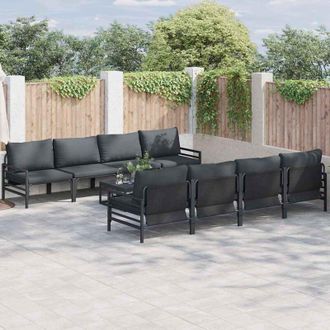 vidaXL Conjunto De Sof&aacute; De Jard&iacute;n 9 Pcs Antracita Acero & Tela Vidaxl