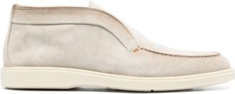 Santoni Beige Leren Laarzen met Tonal Stiksels - Heren - Enkellaarsjes - Beige - 44 1/2 EU - Leer - Schoenen