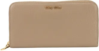 Miu Miu Pink Beige Leather Long Wallet (Bi-Fold) (Pre-Owned)