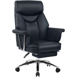 Clp Silla De Oficina Dahra Cuero Aut&eacute;ntico Negro