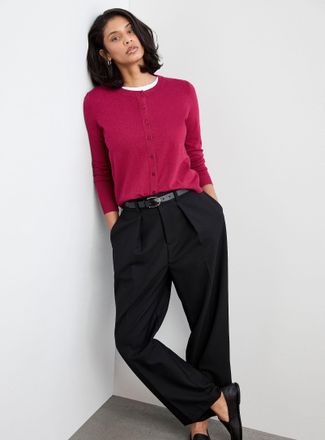 Contemporaine Womens Fine-knit crew-neck Cardigan Sweater