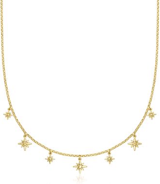 Ross-Simons Italian 18kt Gold Over Sterling Star Station Necklace