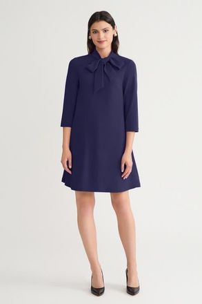 Ming Wang Stretch Deco Crepe Tie-Neck Tent Dress in Indigo at Nordstrom, Size X-Small