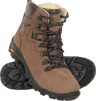 Mountain Warehouse Odyssey Extreme Mens Vibram Boots Nubuck Leather Waterproof Walking Shoes Brown