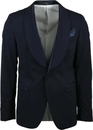 Paoloni Giacca Stondata - Heren - Business blazers - Blauw - S - Wol - Kostuums