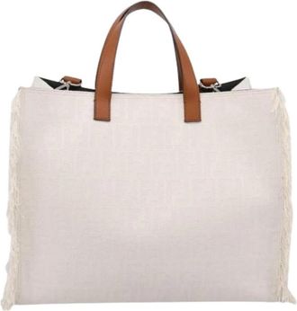 Fendi Pre-owned Canvas Tote Bag - Dames - Vintage Shopper - Wit - ONE Size - Vintage