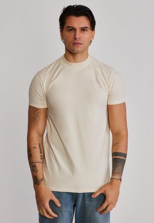 Siksilk Hombre Ecru Ajuste Muscular Camiseta XXL