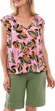 Tribal V-Neck Cap Sleeve Top In Wisteria
