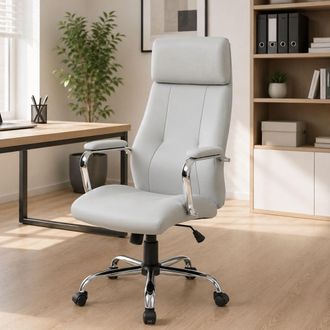 Dmora Silla De Oficina Dariatt, Sill&oacute;n Presidencial Con Reposabrazos, Silla De Oficina Ergon&oacute;mica, 66x62h121/131 Cm, Gris - Dmora