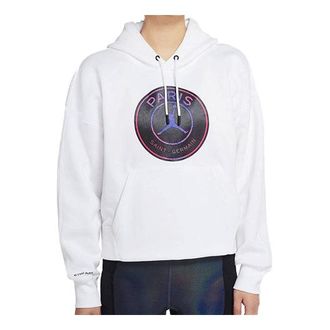 Nike Jordan (WMNS) Air Jordan Paris Saint-Germain Casual Sports Fleece Lined hooded Pullover Long Sleeves Hoodie White CZ7496-100