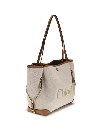 Chlo&eacute; Womens Clover Tote Bag Canvas Clay Brown Cotton Shoulder