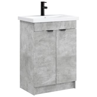 vidaXL Juego De Muebles De Ba&ntilde;o Gris Hormig&oacute;n 78,5 X 37,5 X 81 Cm Vidaxl