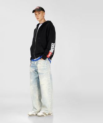 Diesel Hoodie with logo patch embroidery - Sweaters - Man - Black