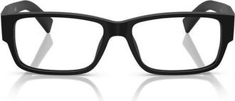 Prada 57mm Rectangular Optical Glasses in Deep Black at Nordstrom