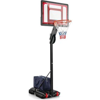 Costway Costway - Canasta Baloncesto Exteior, Altura Ajustable De 10 Nivles, 1,55 A 3,1m, M&oacute;vil Con Ruedas, Aro De Baloncesto Con Bolsa De Peso Ni&ntilde;os Adultos,