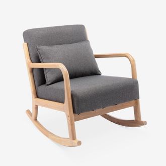 Sweeek Mecedora Estilo Escandinavo De Madera Y Tela