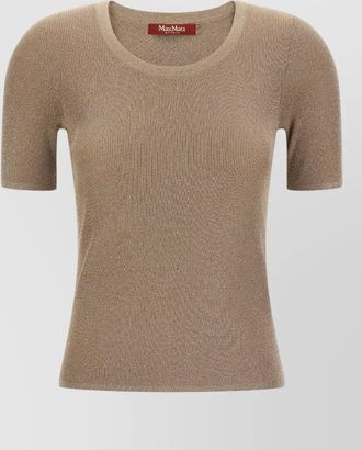 Max Mara metallic fine-ribbed short-sleeve t-shirt