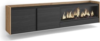Skraut Home Skraut Home - Mueble Tv, Televisi&oacute;n, Muebles De Sal&oacute;n, Almacenaje, 212x35x50cm, Para Tv Hasta 80, Chimenea El&eacute;ctrica Xxl, Colgado, Suspendido, Estilo 